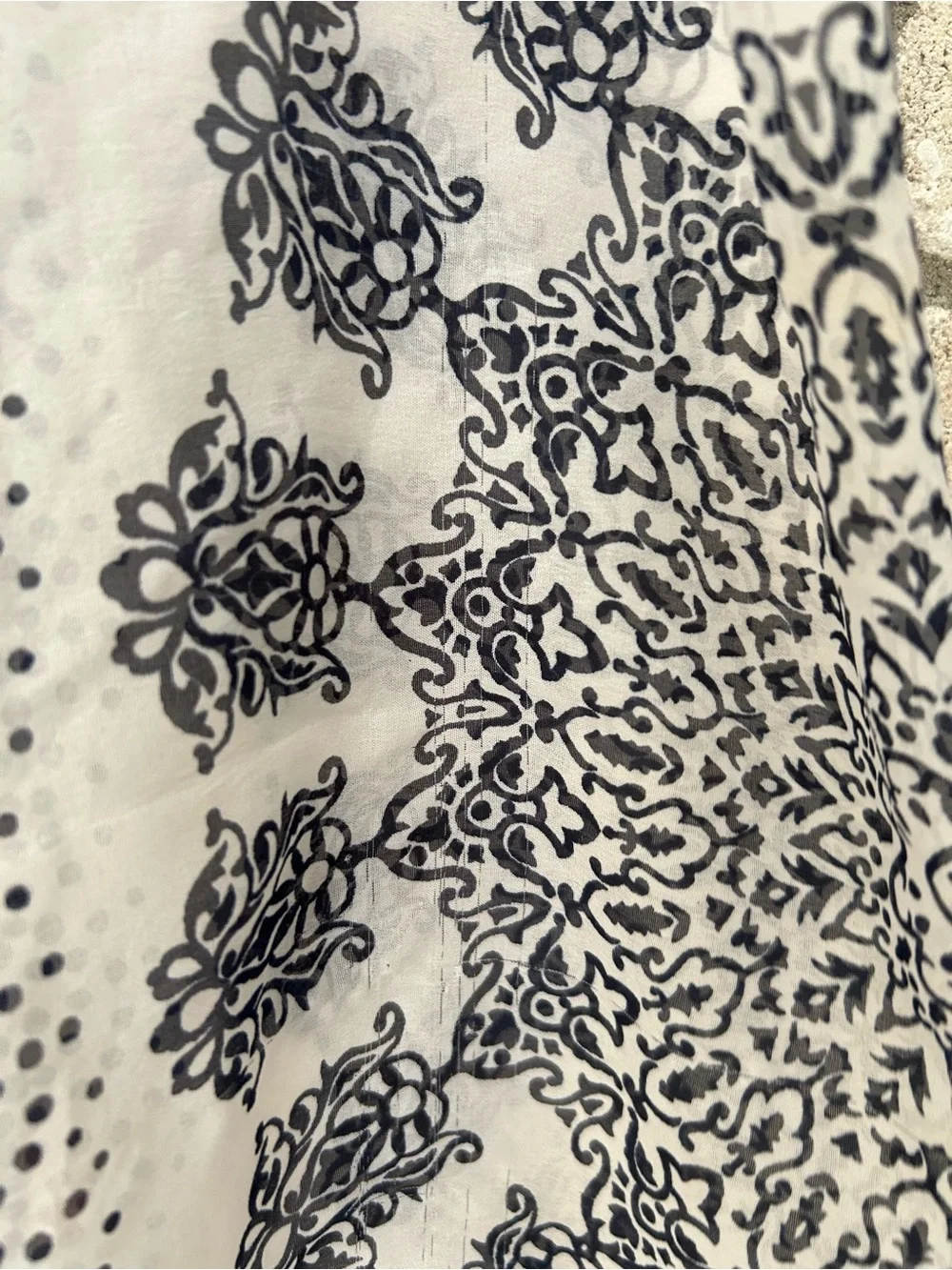 Navy and White Paisley Print Wrap Scarf.